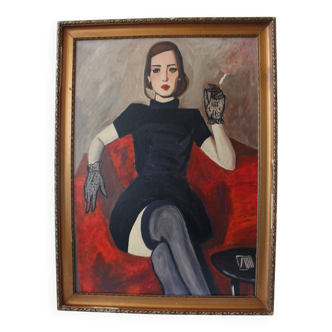 Peinture abstraite de modèle de femme figure moderne antique ancienne vintage 19