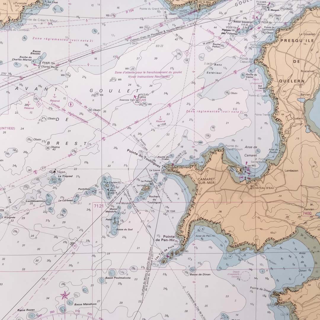 Marine map tip of Brittany 119x86cm