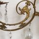 French Vintage Double Bronze & Crystal Wall Light - Stylized Dolphin Detail
