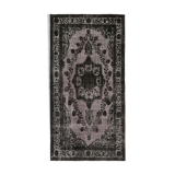 Hand-knotted antique turkish 1970s 150 cm x 291 cm black carpet