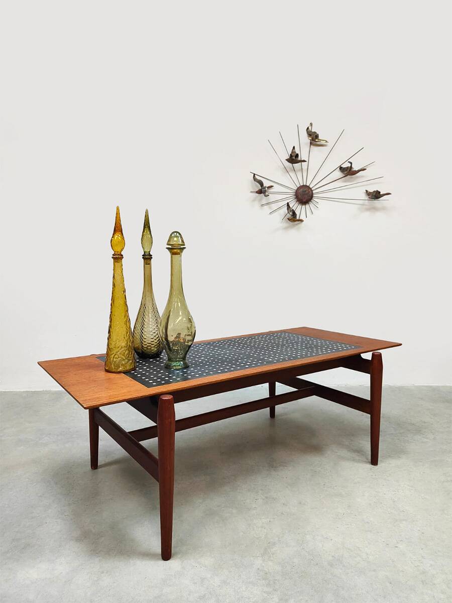 Vintage Danish design teak & tile coffee table