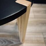 Set of round wooden and black side tables – Scandinavian style