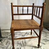 Art Deco corner chair in wood and rattan, 1930