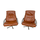 Pair of Scandinavian leather relax vintage armchairs brand Kebe