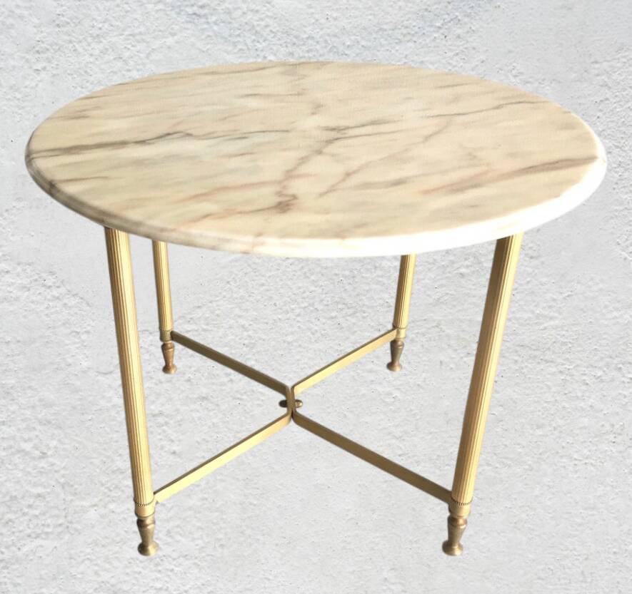 Round marble and gold metal coffee table 1960-70