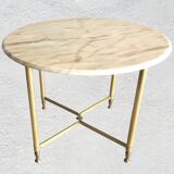 Round marble and gold metal coffee table 1960-70