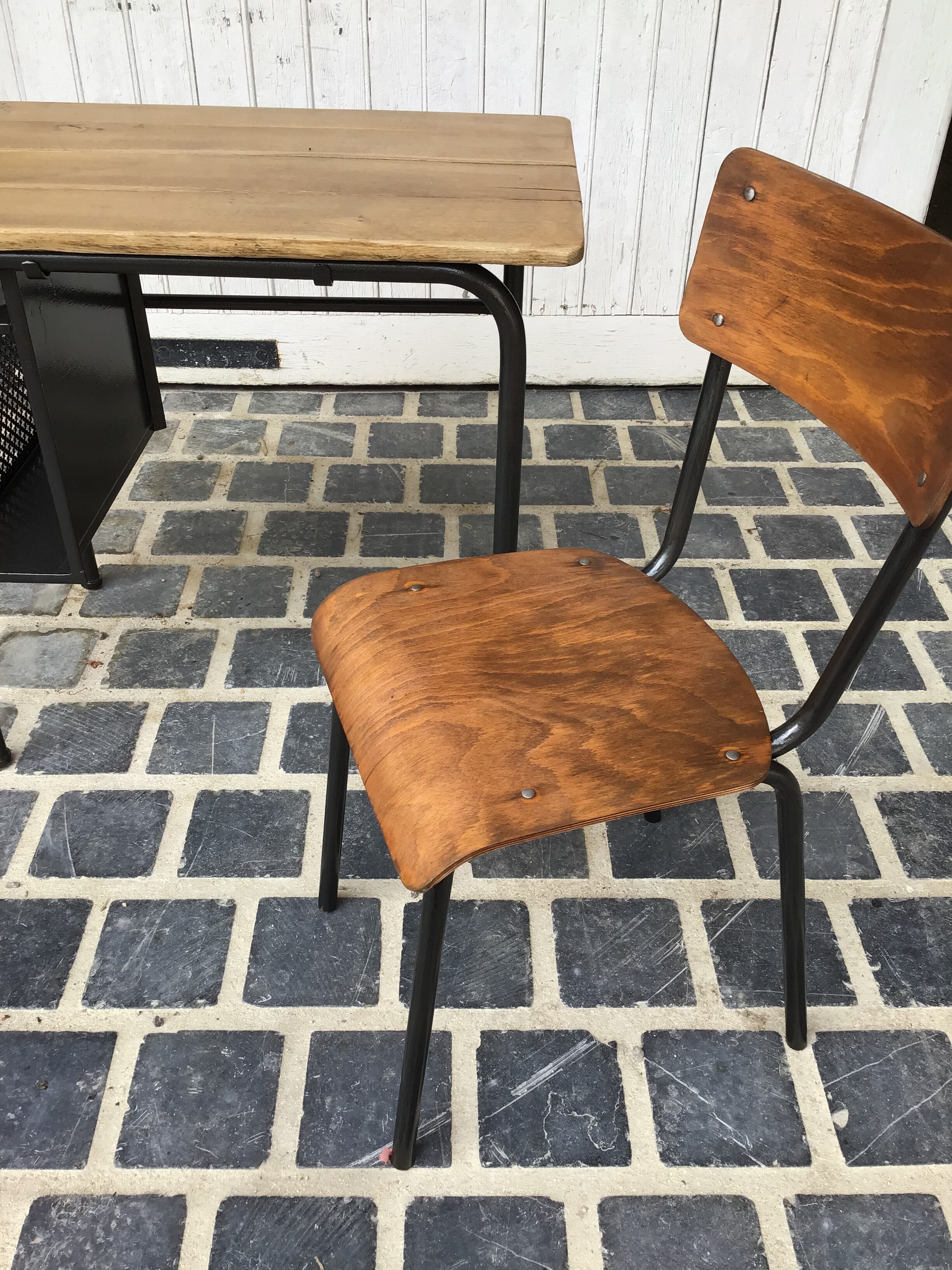 School desk and chair