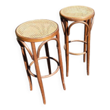 Tabouret de bar bois et canage