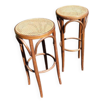 Wooden and cane bar stool