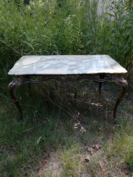 Brass and marble coffee table