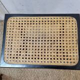 Cannage rattan footrest stool from 1970