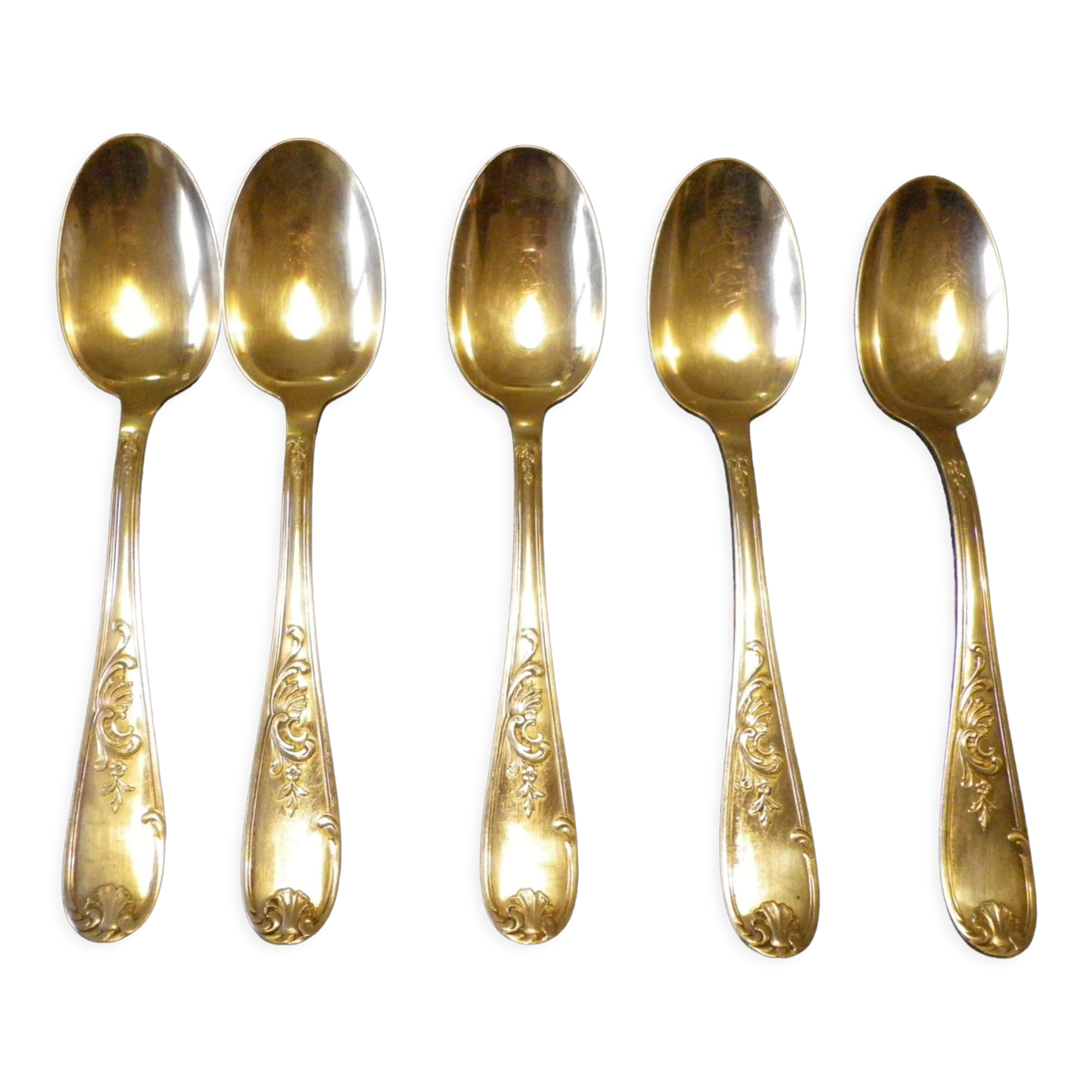 5 tablespoons in silver, 2 punches, fine decorations in relief