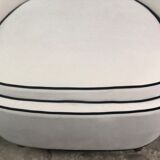 Retro vintage 80's armchair in white velvet with black trim