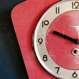 Vintage formica clock silent wall clock "Bayard red"