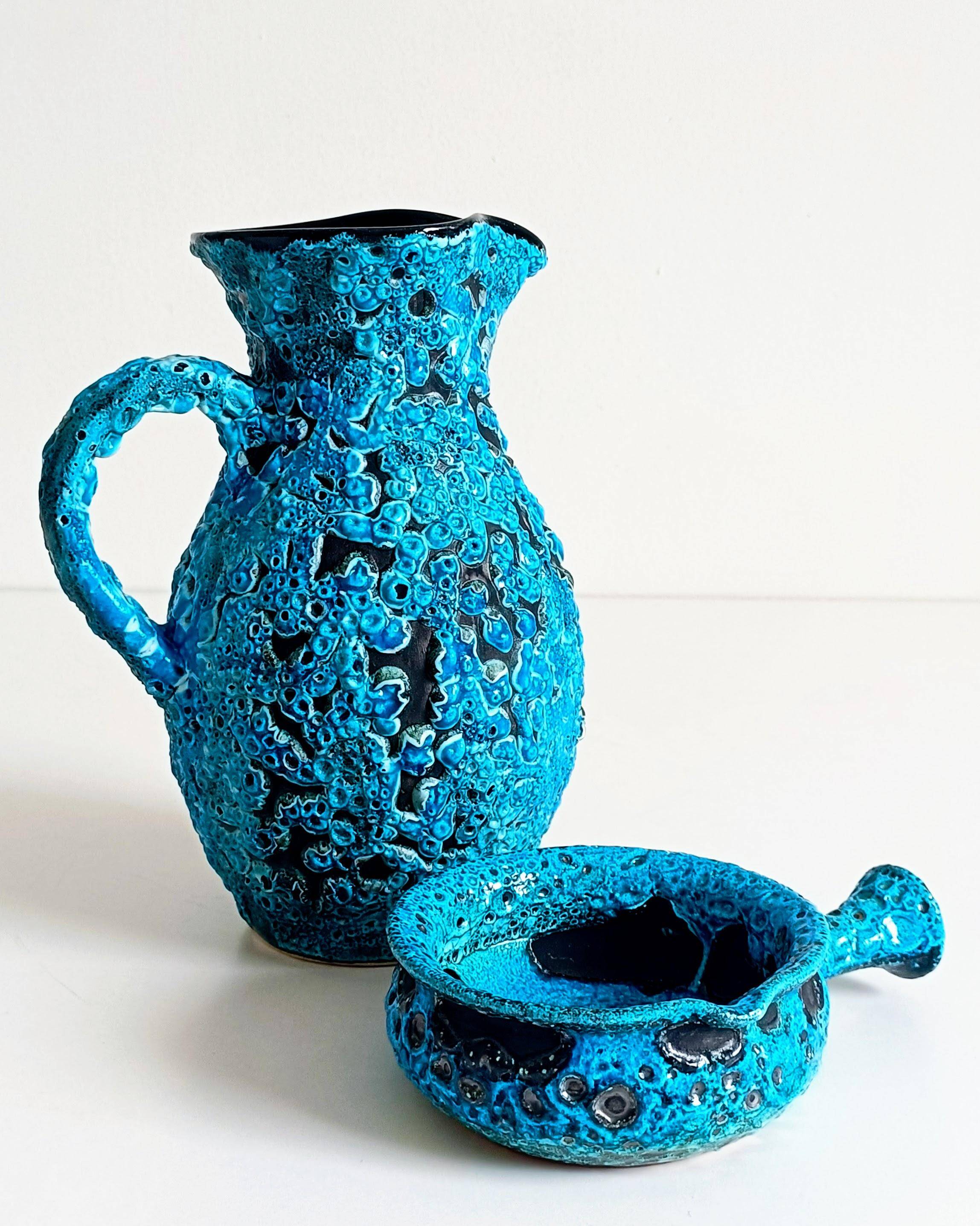 Mid-Century Blue Ceramics by Charles Cart ¨Emaux des Glaciers¨, France, 1960s