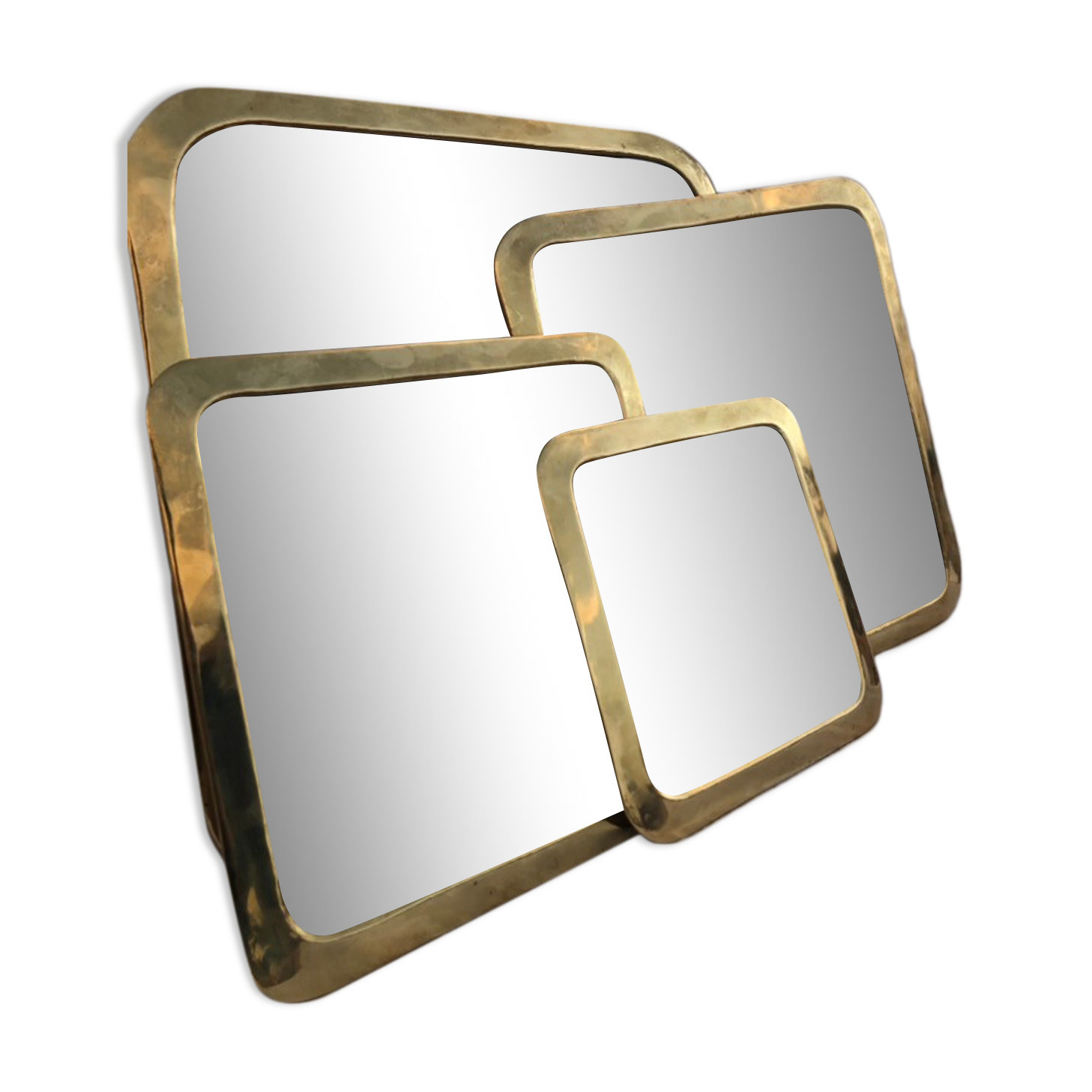 Set of 4 square brass mirrors