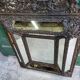 Louis xvi style repousse brass mirror with glass beads