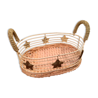 Basket with metal and wicker handles