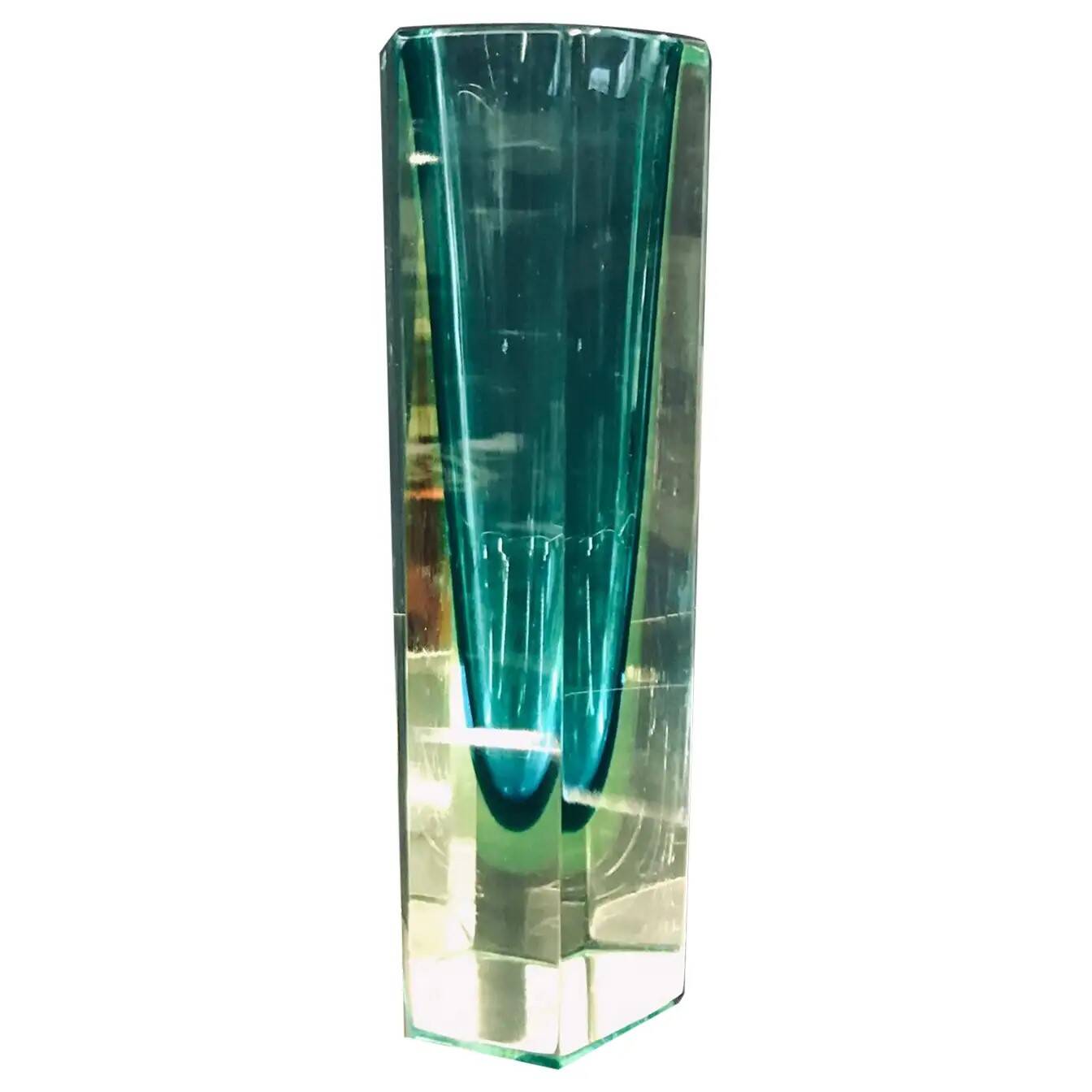 Faceted Murano 'Sommerso' Glass Vase Attributed to Mandruzzato, circa 1960-1969