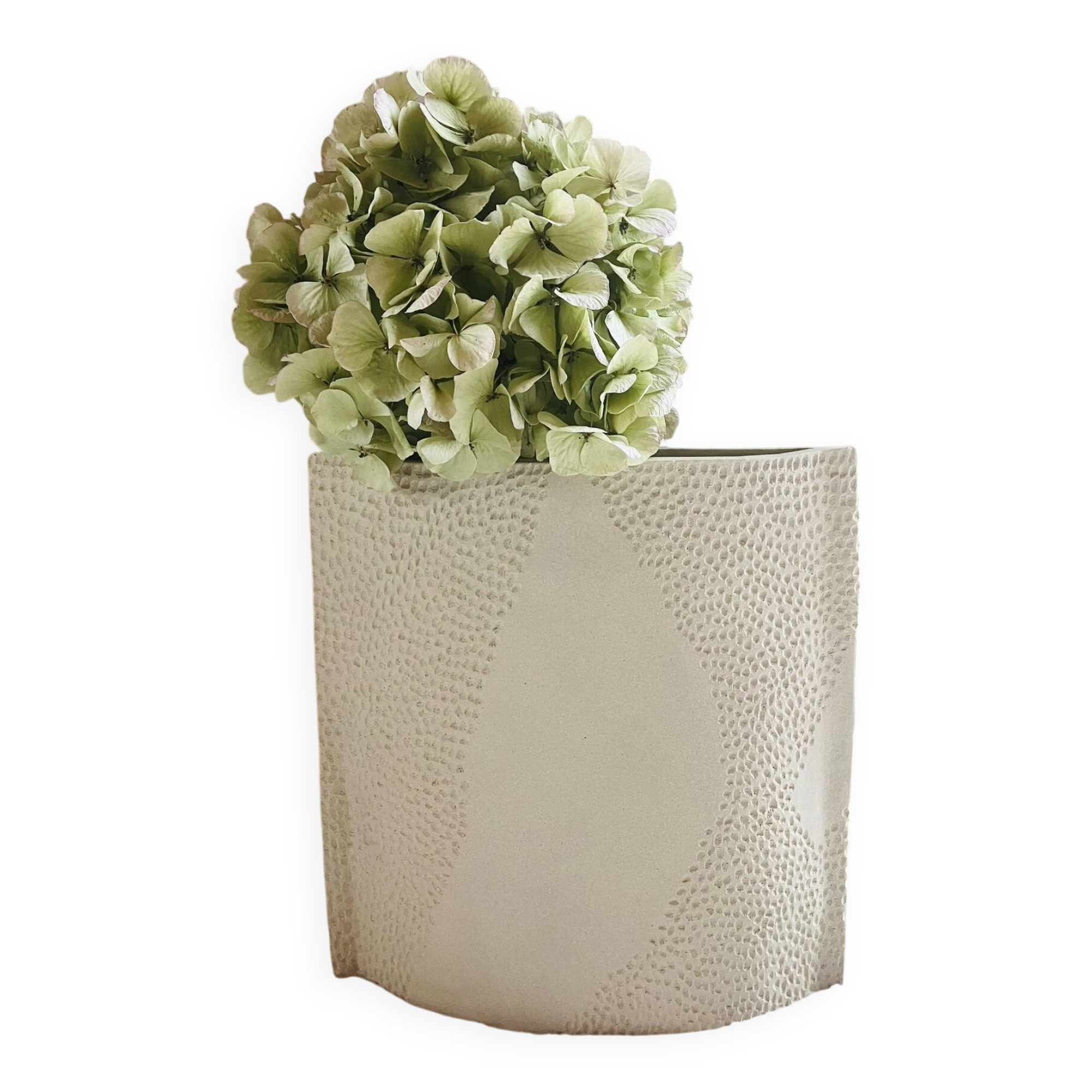 XL square ceramic vase with texture
