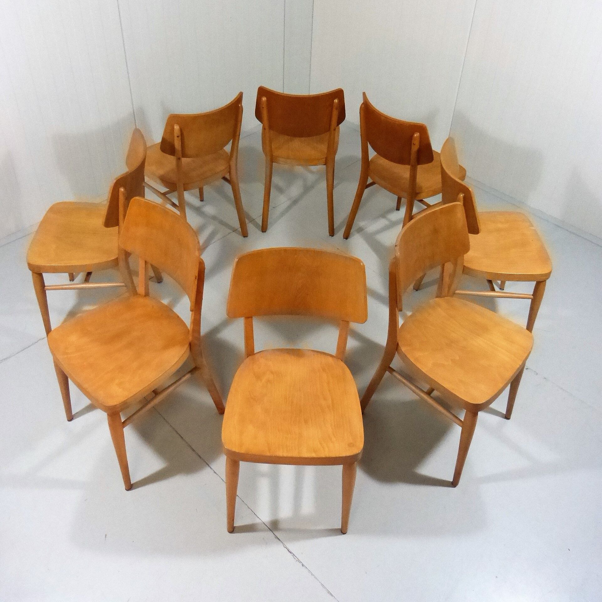 Set of 8 wooden dining chairs 1950’s