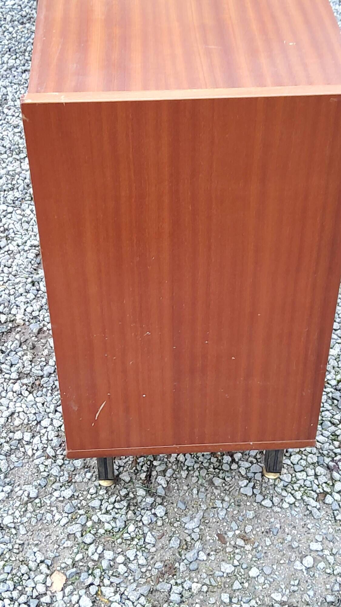 Pair of vintage mahogany sideboards with square metal legs from the 60s