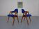 Set of Compass Chairs in Teak and Kvadrat Hallingdal 65 by Kai Kristiansen for Schou Andersen, 1960s