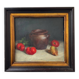 Still life painting in oil on canvas, antique.