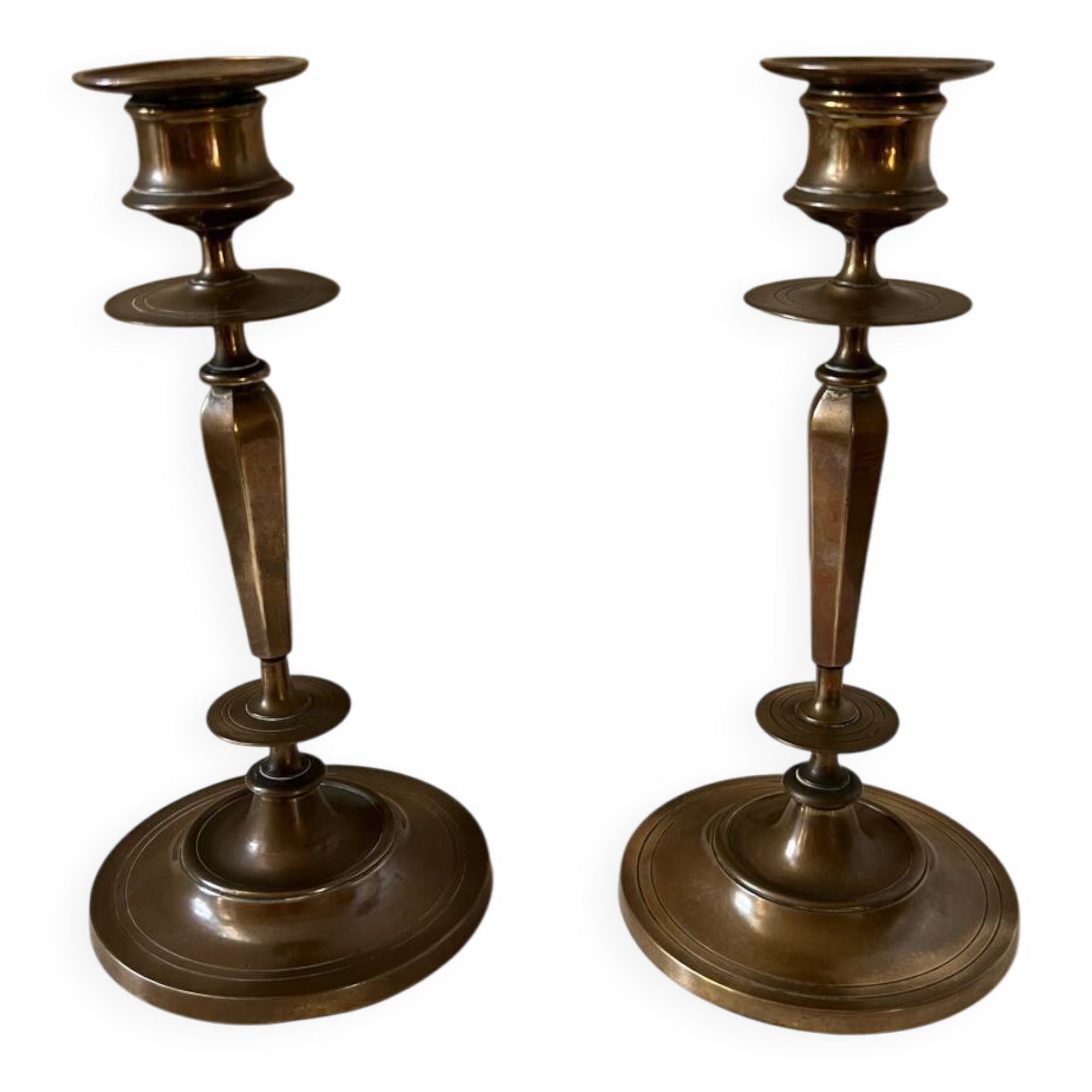Antique 19th-century gilt bronze candlesticks