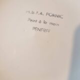 Interesting French porcelain oyster dish MBFA Pornic hand-painted marine M.