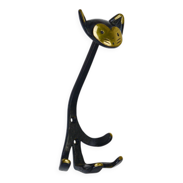 Animal wall hook in brass by Walter Bosse, Cat Zoo by Herta Baller, Austria, 1950s.