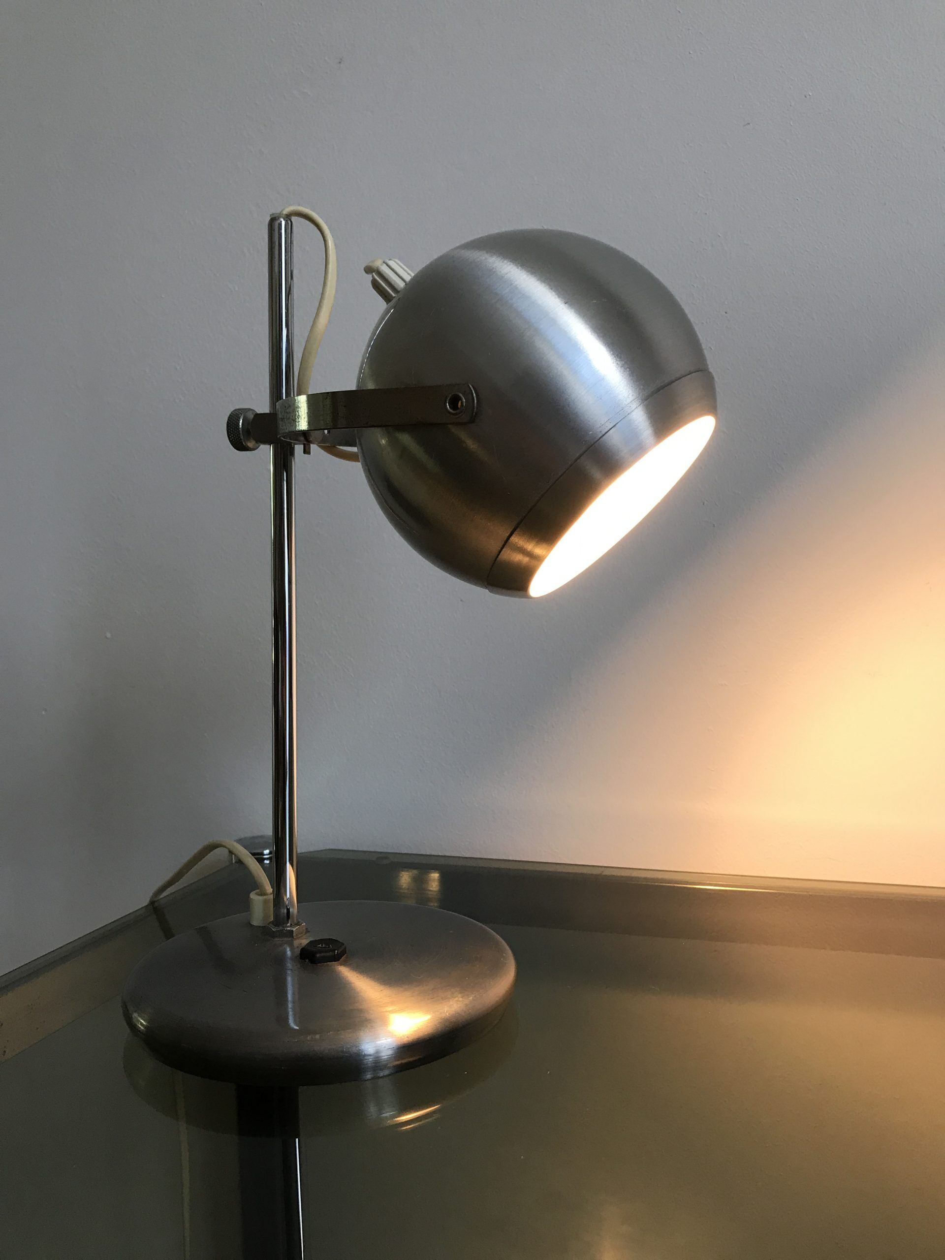 Vintage brushed metal eye ball desk lamp
