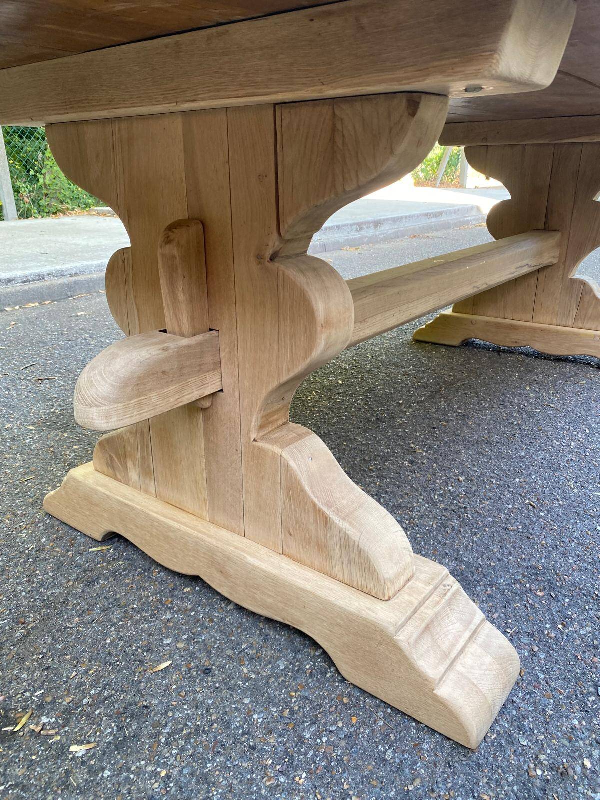 Large stripped solid oak monastery table – 200 cm