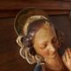 Painting, low relief in polychrome plaster, virgin mary, child jesus on wooden frame