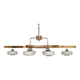 Arlus chandelier with 6 lights in opaline and brass from the 60s/70s