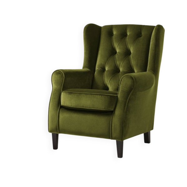 Fauteuil style scandinave / vintage vert olive