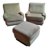 2 armchairs + 1 footrest + 1 3-seater sofa from the 70s