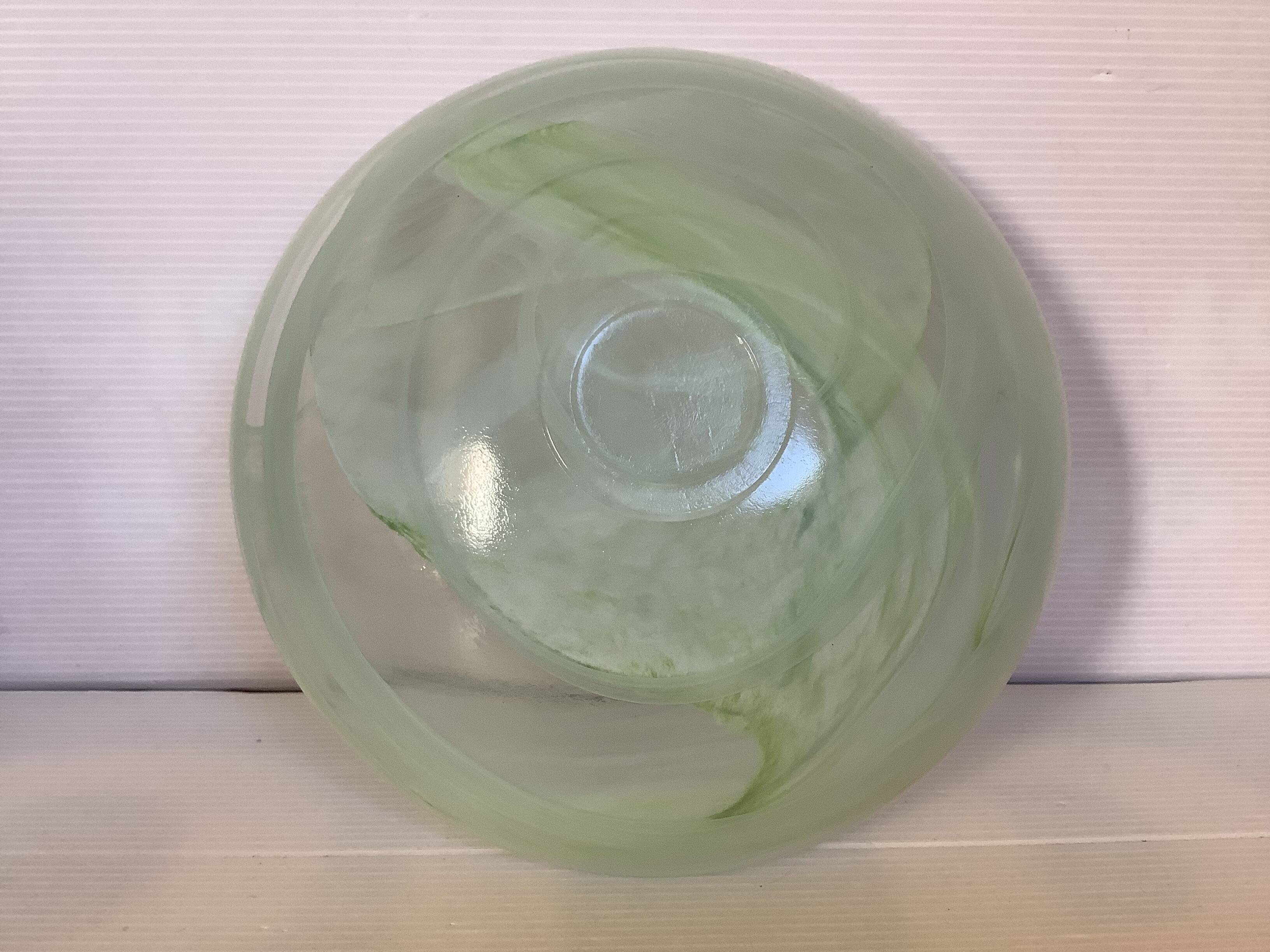 Large green pâte de verre dish.