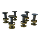 6 tabourets en acier et laiton 1980
