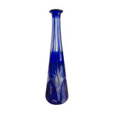 Vintage blue cut crystal bud vase - bohemian craft charm