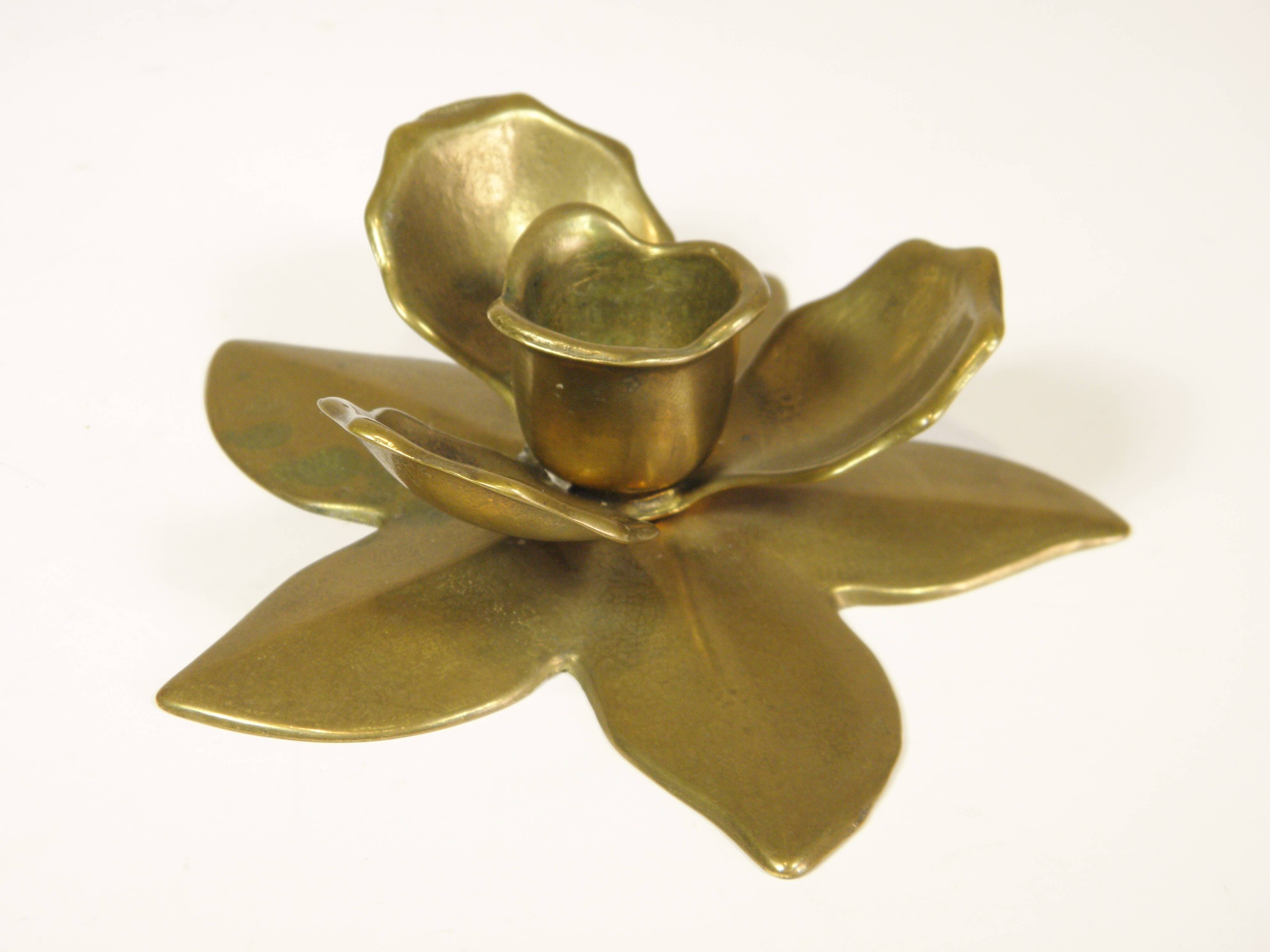 Brass "flower" candle holder, 1970
