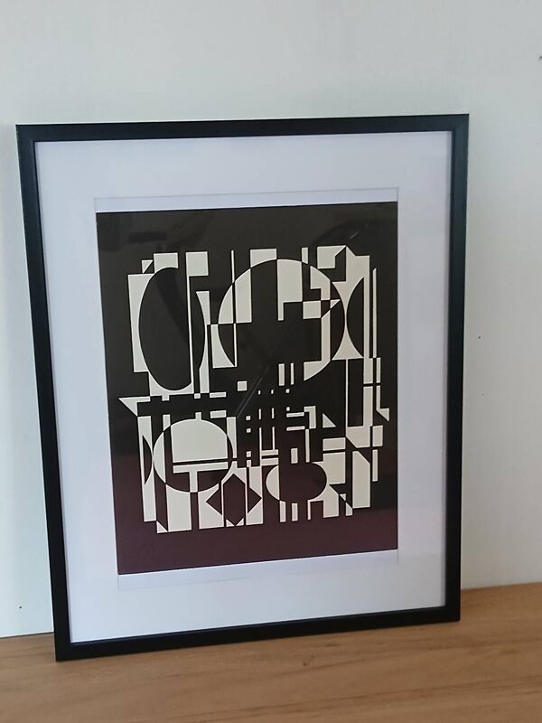 Tableau Vintage Art Optique - Victor Vasarely - Cadre 50x40cm