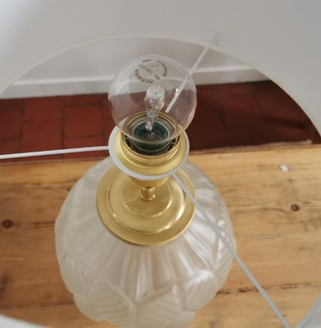 Pair of polished glass art deco lamp