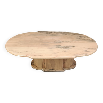 Table basse ovale vintage en marbre, années 1970