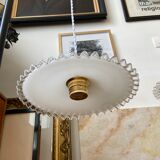 Pair of white glass hanging lamps