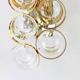 Golden brass and crystal wall light by Palwa, Germany, 1960s