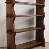 Vintage brutalist solid wood shelf, 1950s