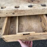 Industrial table carpenter's workbench in raw natural wood vintage bohemian