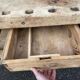 Industrial table carpenter's workbench in raw natural wood vintage bohemian
