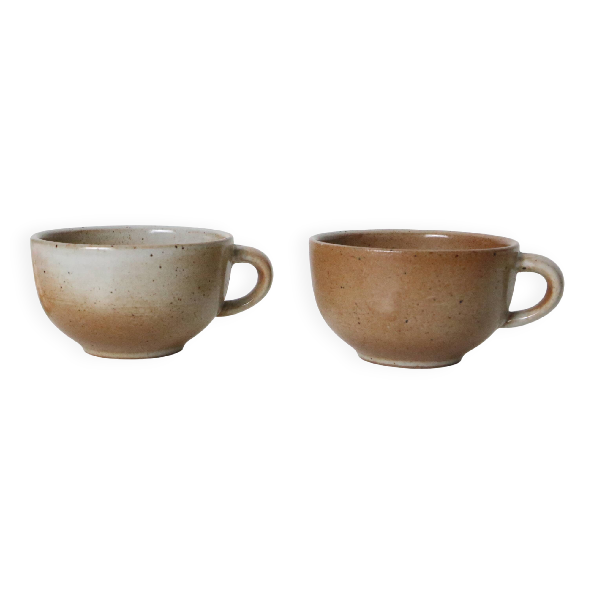 Set of 2 stoneware cups, Grès du Marais, vintage, 1980